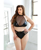 Charger l'image dans la visionneuse de la galerie, Curve Rebel Wetlook Halter Top w/Removable Chain &amp; Panty Black 3X/4X
