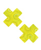 Load image into Gallery viewer, Neva Nude Holographic X Factor Pasties - Neon Yellow O/S
