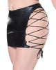Afbeelding laden in Galerijviewer, Darque Wet Look Reversible Lace Up Skirt - Black LG
