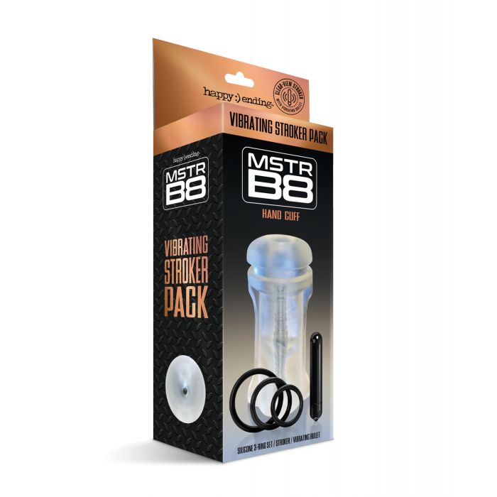 MSTR B8 Hand Cuff Vibrating Stroker Pack - Kit of 5 Clear