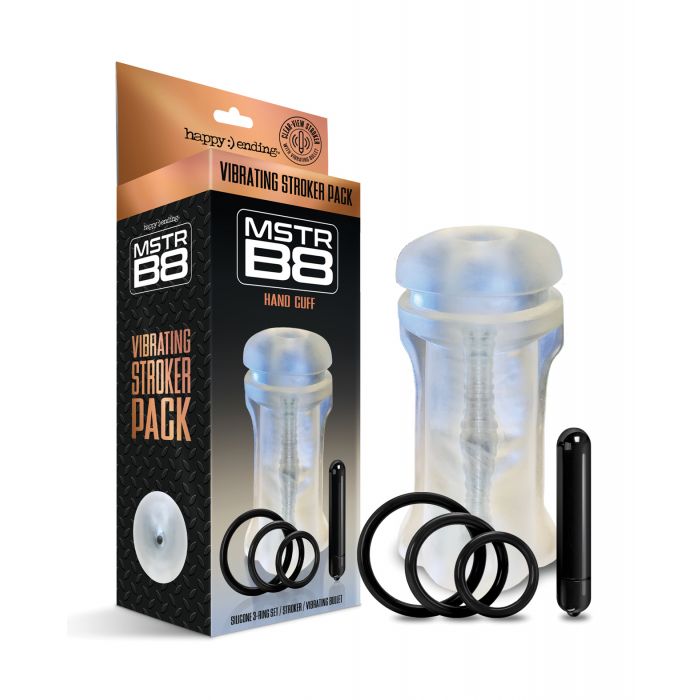 MSTR B8 Hand Cuff Vibrating Stroker Pack - Kit of 5 Clear