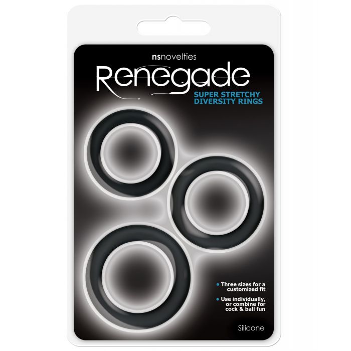 Renegade Diversity Rings Black Pack Of Three Silicone Rings Set