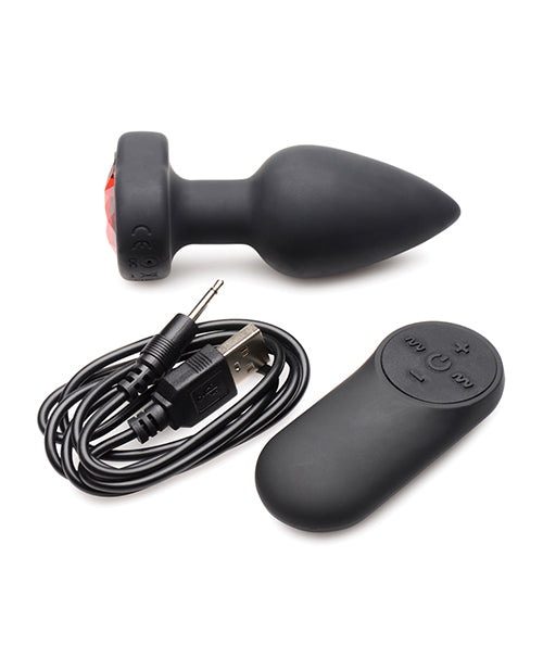 Booty Sparks 28X Silicone Vibrating Red Heart Anal Plug With Remote Small