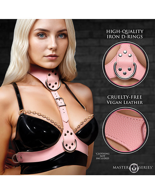 Vixen Chest Harness For Women Pink Vegan Leather Adjustable Collar