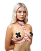 Bild in den Galerie-Viewer laden, Vixen Chest Harness For Women Pink Vegan Leather Adjustable Collar
