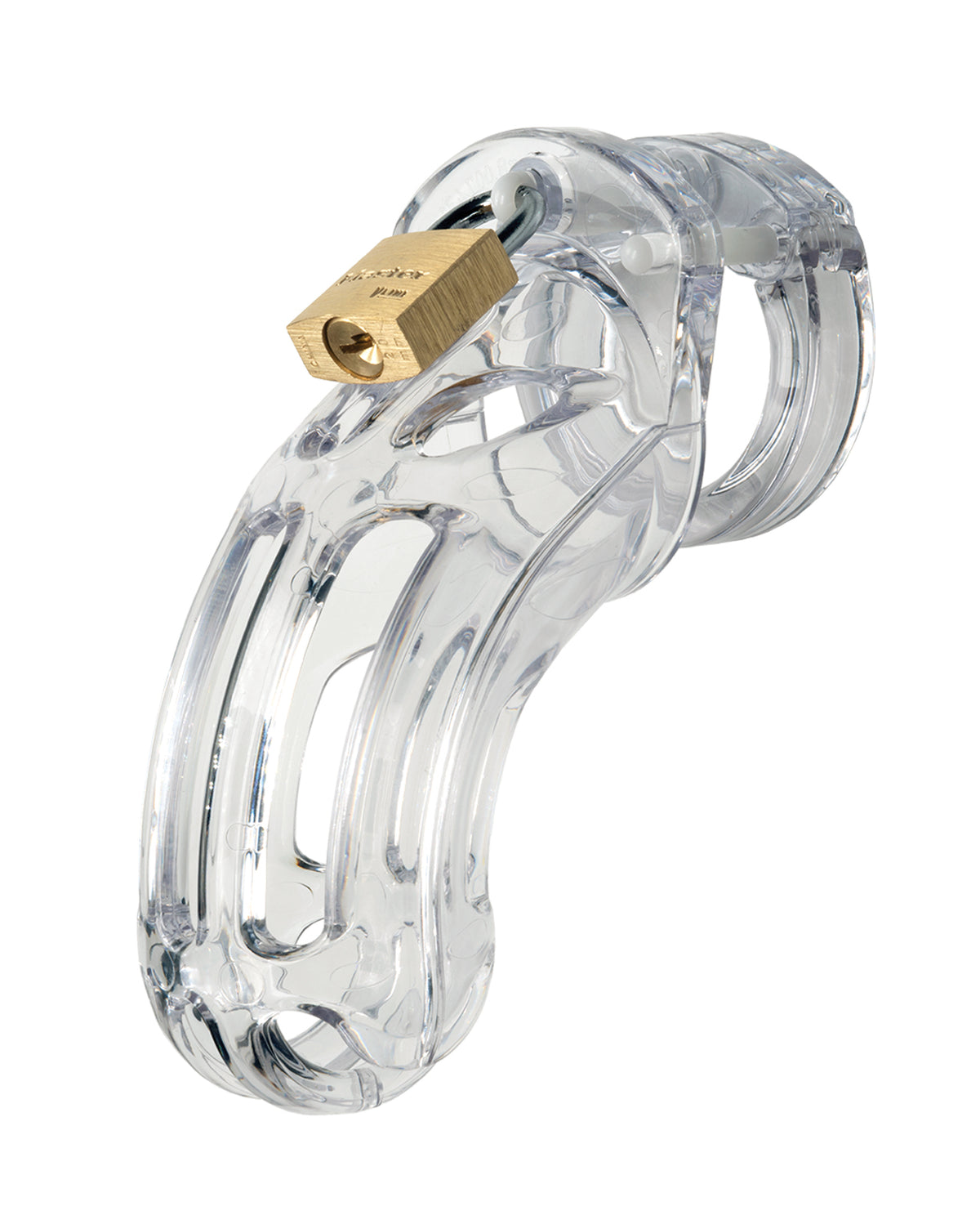 The Curve 3 3/4" Curved Cock Cage & Lock Set - Clear