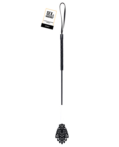 Sex and Mischief Lace Silicone Crop With Lace Pattern Tip