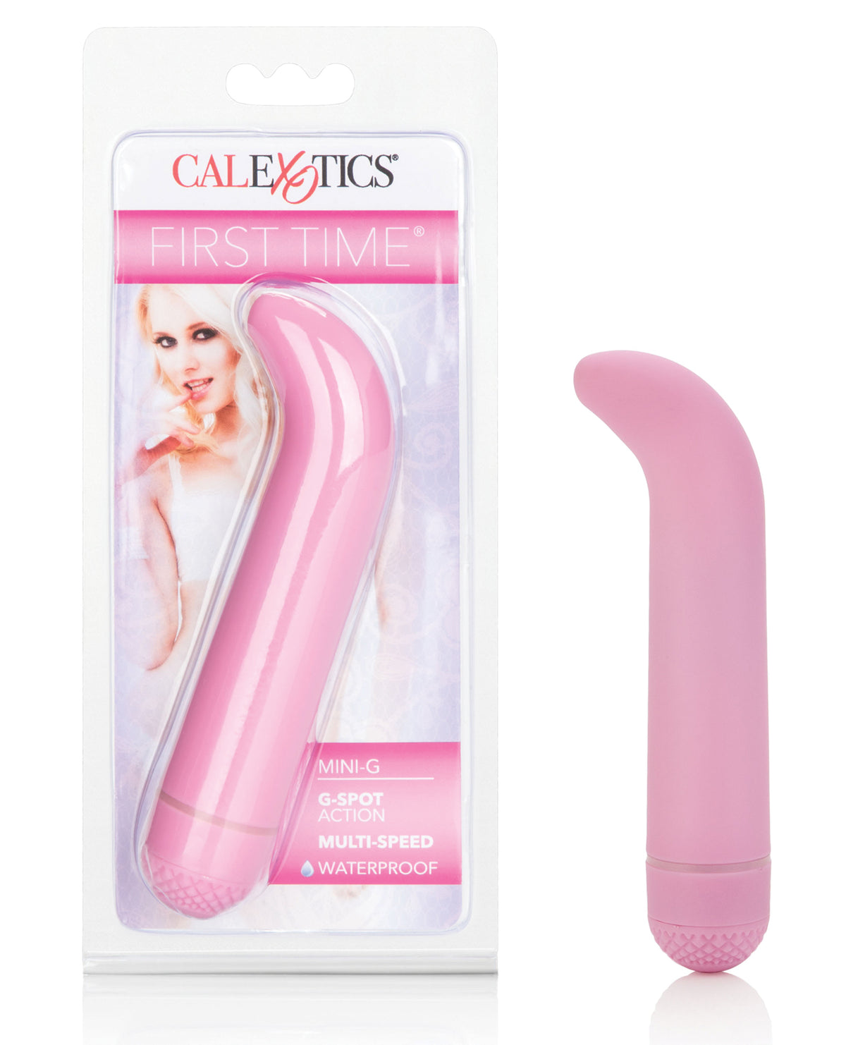 First Time Mini G Pink Vibrator Curved Tip Multi Speed Stimulator