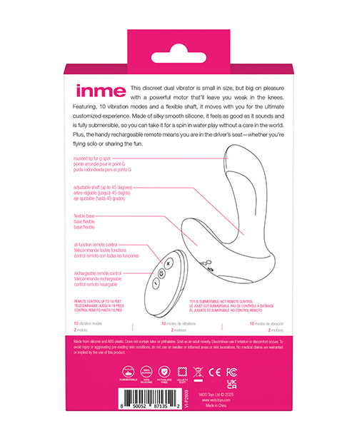 VeDO Inme Rechargeable Dual Vibe w/Remote Control - Pink