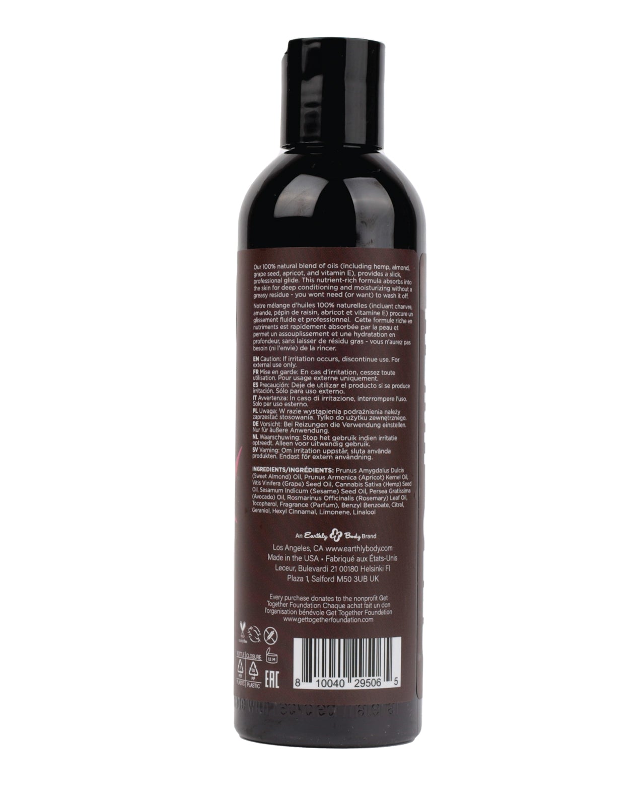 Earthly Body Massage & Body Oil - 8 oz Zen Berry Rose