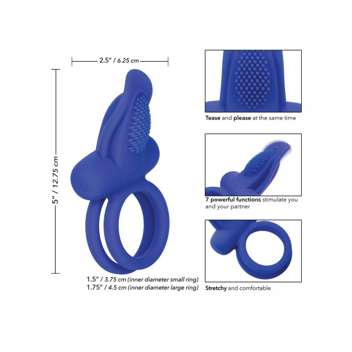 Potenciadores para Parejas Potenciador Doble Recargable de Silicona - Azul