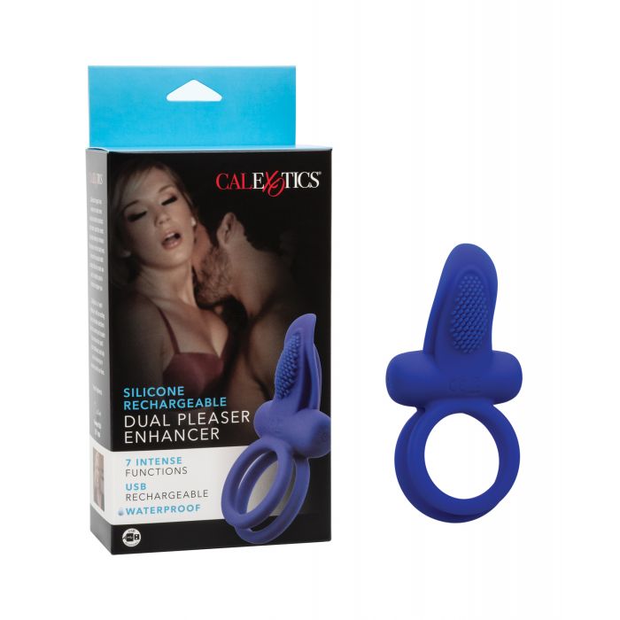 Potenciadores para Parejas Potenciador Doble Recargable de Silicona - Azul