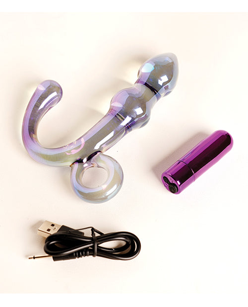 Cristal Orchid Pulse Glass Dildo With Removable Bullet Vibe Purple Eco Friendly Erotic Toy