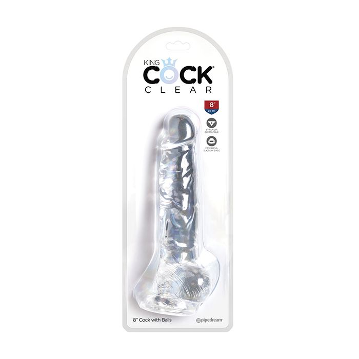 King Cock Clear 8" Cock w/Balls