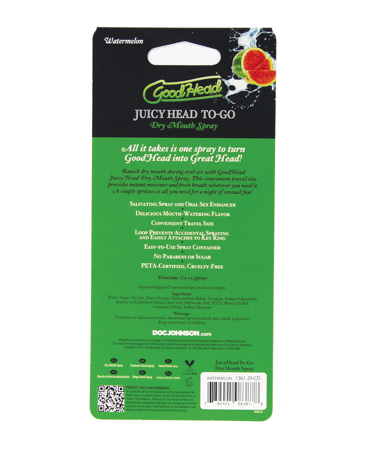 GoodHead Juicy Head Dry Mouth Spray To Go Watermelon Flavor