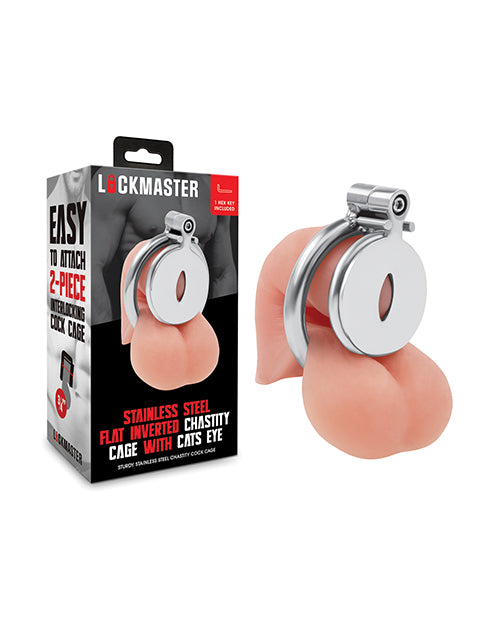 Lockmaster Stainless Steel Inverted Chastity Cage w/Cats Eye - Silver