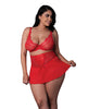 Cargue la imagen en el visor de la galería, Sugar High Bralette w/Cincher Skirt &amp; Thong 3 pc Set - Red QN
