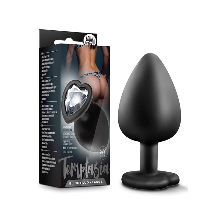Blush Temptasia Bling Plug w/Gem Large - Black