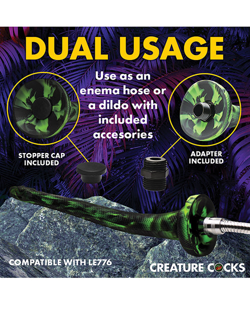 Creature Cocks Spitting Serpent Silicone Enema Snake - Black/Green