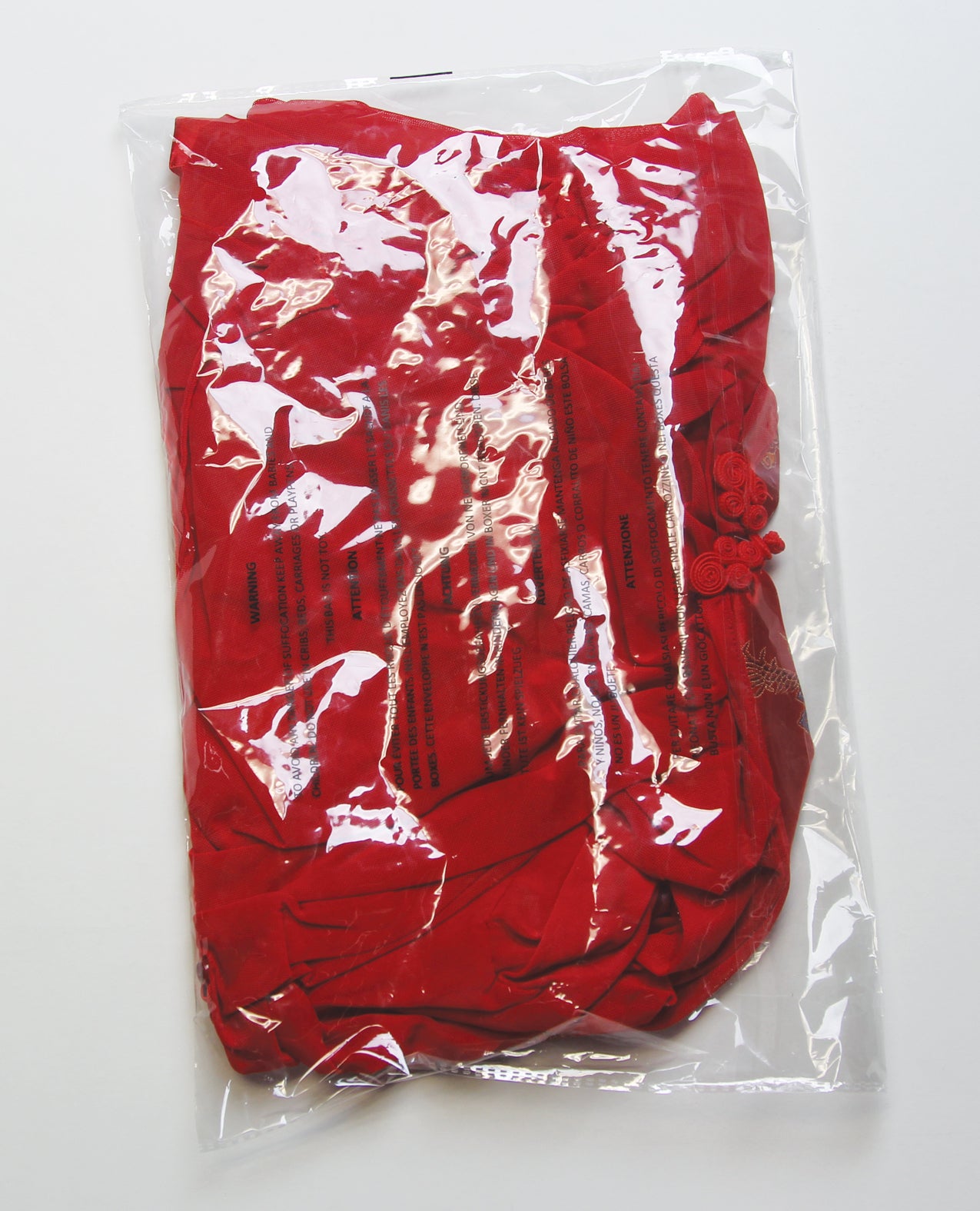 Dragon Sheer Mesh Robe w/Satin Triangle Top & G-String 3 pc Set - Red MD