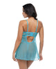 Cargue la imagen en el visor de la galería, Emma Floral Lace and Mesh Underwire Babydoll G String 2 Piece Set Beach Blue MD
