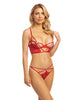 Load image into Gallery viewer, Cherry Strappy Lace Unlined Underwire Bra w/Heart Ring Detail &amp; Panty Red XL
