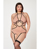 Load image into Gallery viewer, Mesh Cut Out Halter Teddy Nude/Black QN
