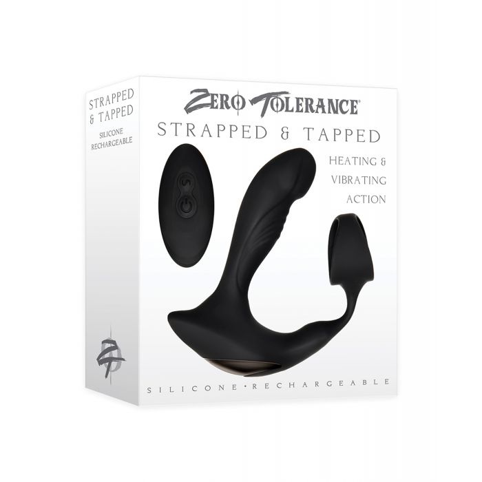 Vibrador de próstata recargable Zero Tolerance Strapped & Tapped - Negro