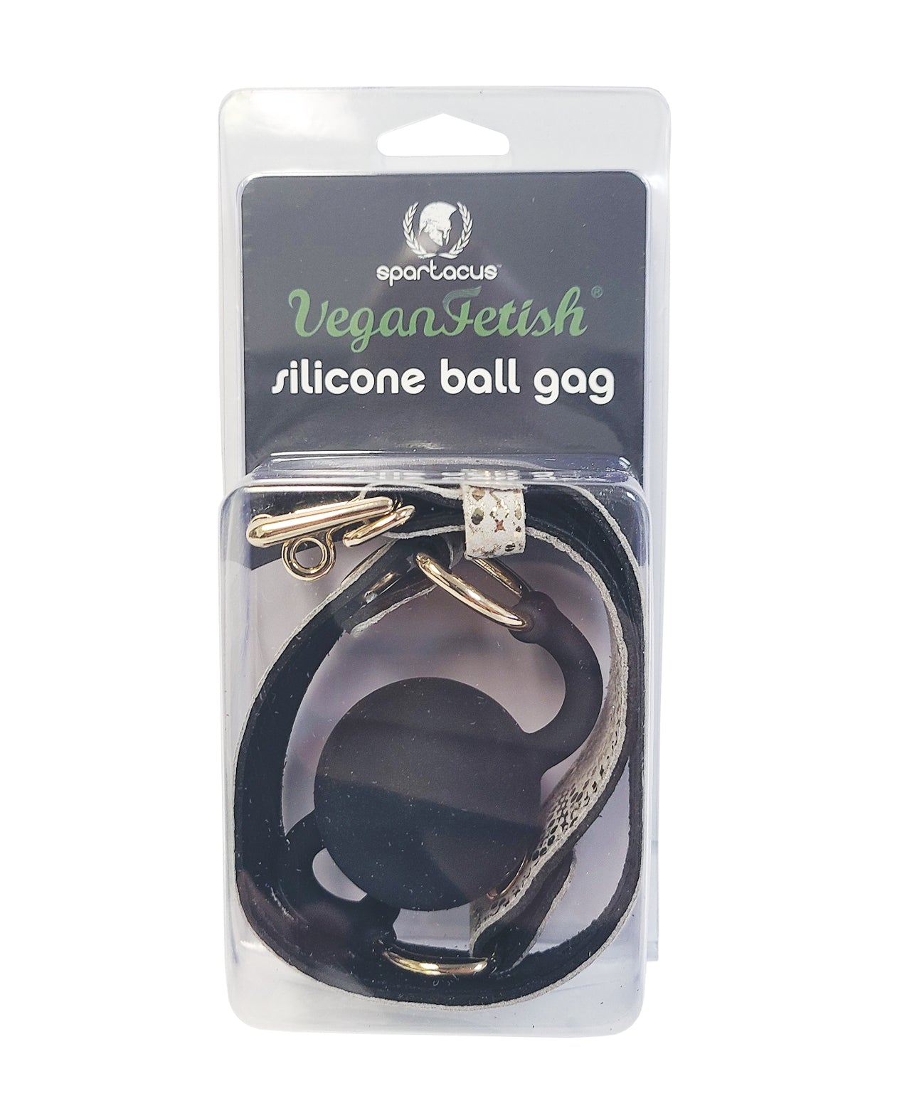 Spartacus Silicone Gag w/Leather Lining - White Snakeskin Micro Fiber