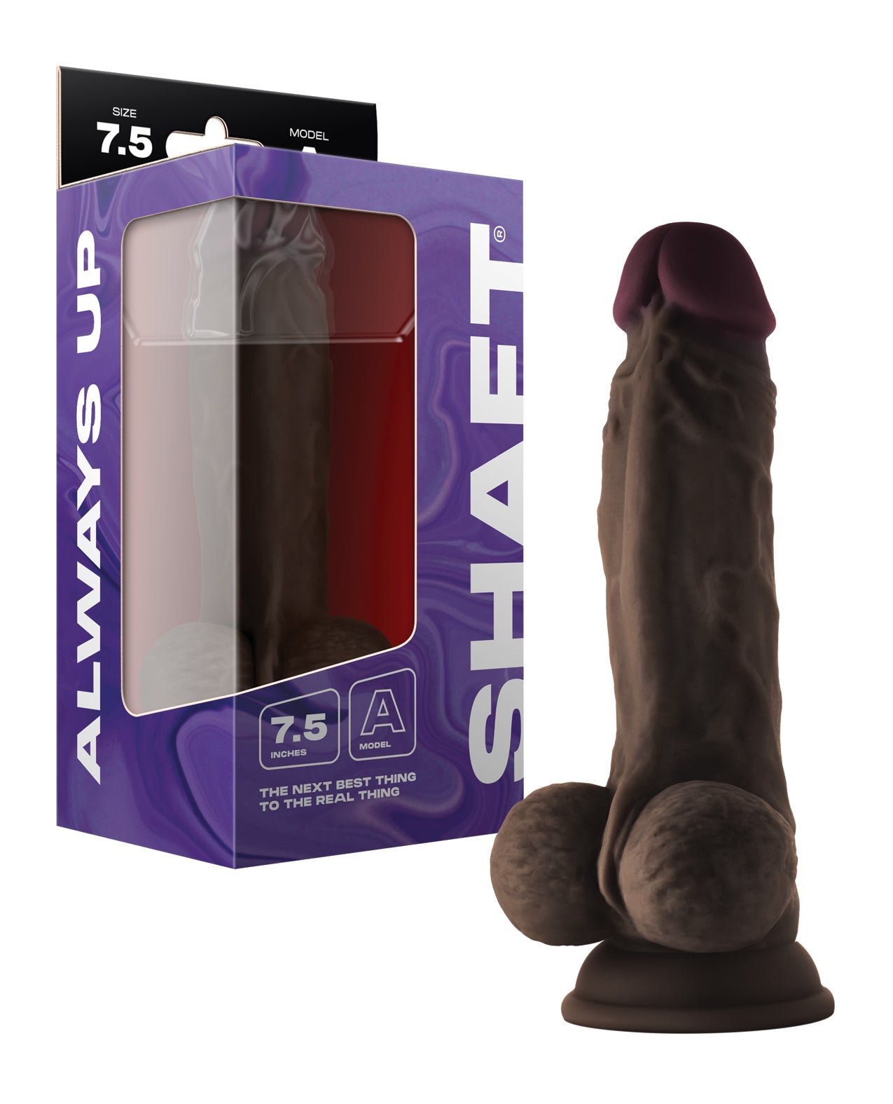 Schaft Modell A Flexskin Flüssigsilikon 7,5" Dildo mit Hoden - Mahagoni