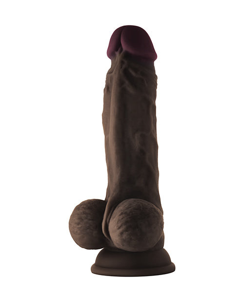 Schaft Modell A Flexskin Flüssigsilikon 7,5" Dildo mit Hoden - Mahagoni