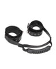 Cargue la imagen en el visor de la galería, Shots Ouch Black &amp; White Bonded Leather Hand Cuffs w/Handle - Black
