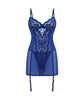 Load image into Gallery viewer, Kehlani Underwire Babydoll w/Detachable Garters &amp; G-String - Cobalt Blue L/XL
