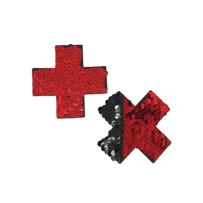 Pastease Color Changing Flip Sequins Cross - Red/Black O/S