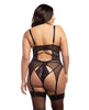 Load image into Gallery viewer, Demi Padded Shelf Cup Merrywidow w/Overlay Lace &amp; Panty Black/Heliotrope 2X
