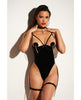 Load image into Gallery viewer, FETISH Play Open Shelf Cup Vinyl &amp; Mesh Teddy w/Vinyl Nipple Covers &amp; Chain Tassle Black 1X/2X
