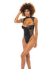 Cargue la imagen en el visor de la galería, Josephine High Leg Teddy w/Removable Fishnet Collared Harness Black LG
