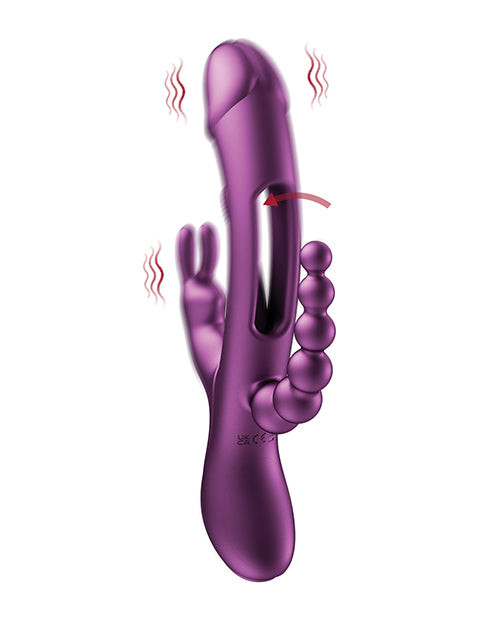 Trilux Kinky Finger Rabbit Vibrator w/Anal Beads - Purple