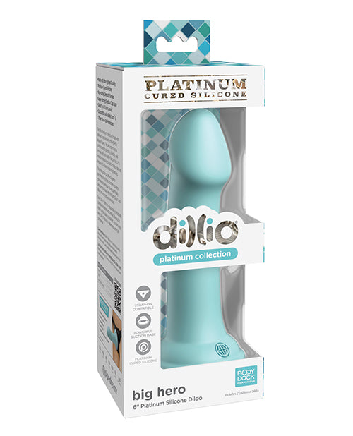 Dillio Platinum dildo din silicon Big Hero de 6" - Teal