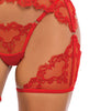 Load image into Gallery viewer, Baroque Heart Embroidered Lace 3 pc Chaps Set - Red XL
