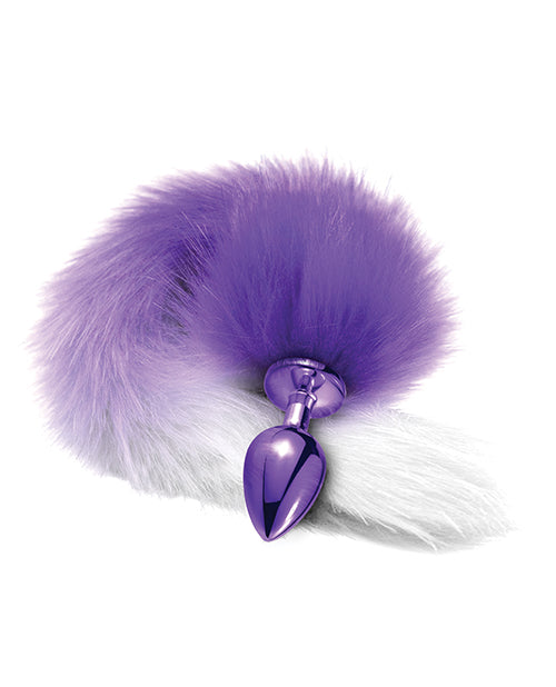 Nixie Metal Butt Plug With Faux Fur Tail Purple Metallic