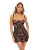 Load image into Gallery viewer, Natty Underwire Fitted Babydoll w/Embroidery &amp; G-String  Black/Multi Color XL
