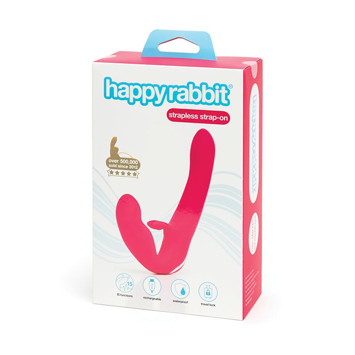 Vibrador de conejo sin tirantes Happy Rabbit - Rosa