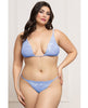 Load image into Gallery viewer, Lace Triangle Top &amp; G-String with Rhinestone Details - Periwinkle Blue QN
