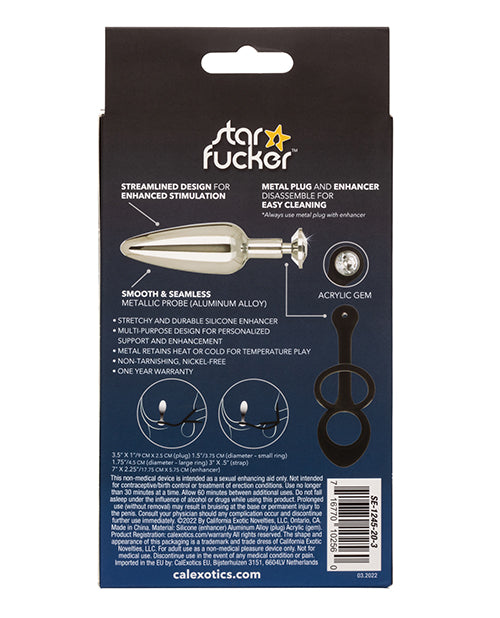 Star Fucker Slim Gem Plug con Potenziatore in Silicone - Nero