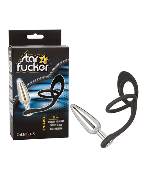 Star Fucker Slim Gem Plug con Potenziatore in Silicone - Nero