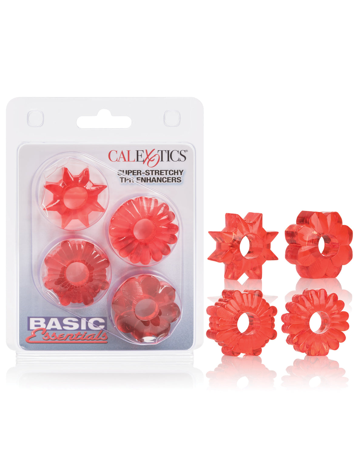 Basic Essentials Ringe - Rotes Set mit 4 Stück