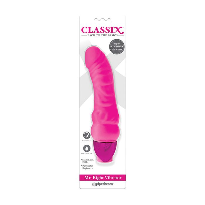 Classix Mr Right Vibrator Pink Waterproof Curved Shaft Multi Speed