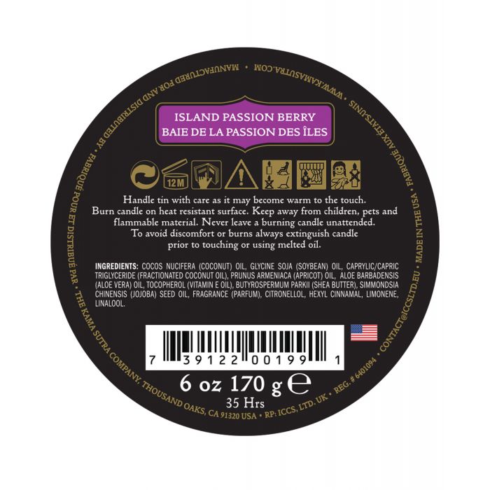Lumanare de masaj din soia Kama Sutra Ignite - Island Passion Berry
