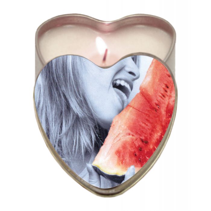 Earthly Body Suntouched Hemp Edible Candle - 4.7 oz Heart Tin Watermelon